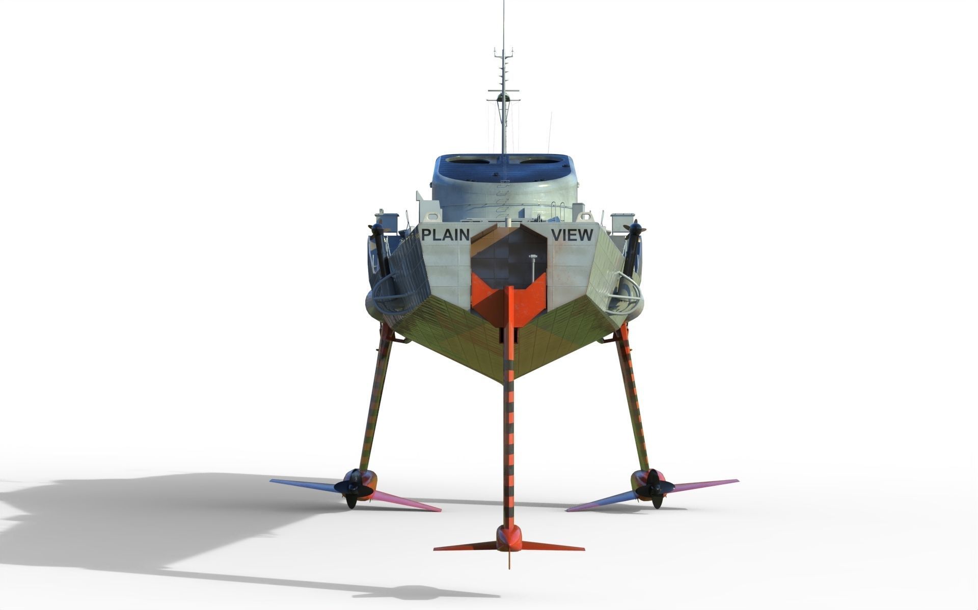 USS Plainview AGEH hydrofoil ship 3D model_3