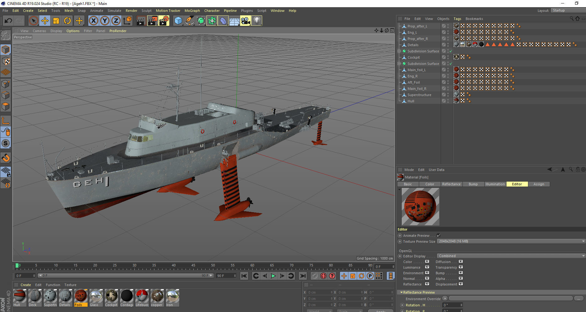 USS Plainview AGEH hydrofoil ship 3D model_16