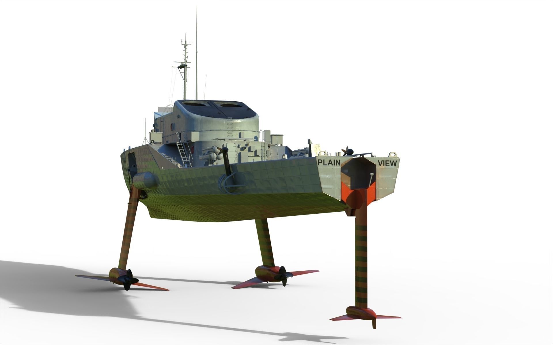 USS Plainview AGEH hydrofoil ship 3D model_12