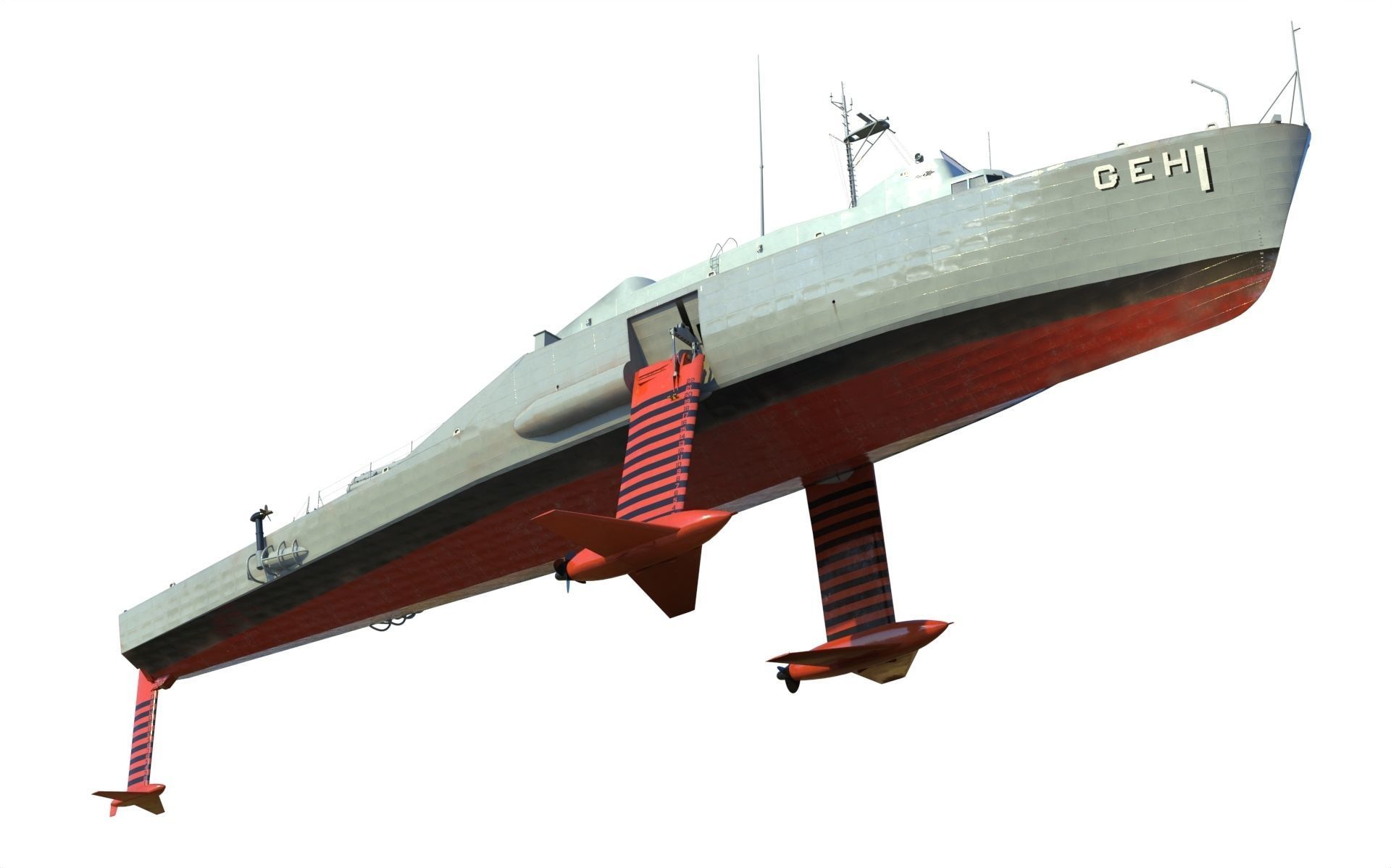 USS Plainview AGEH hydrofoil ship 3D model_5