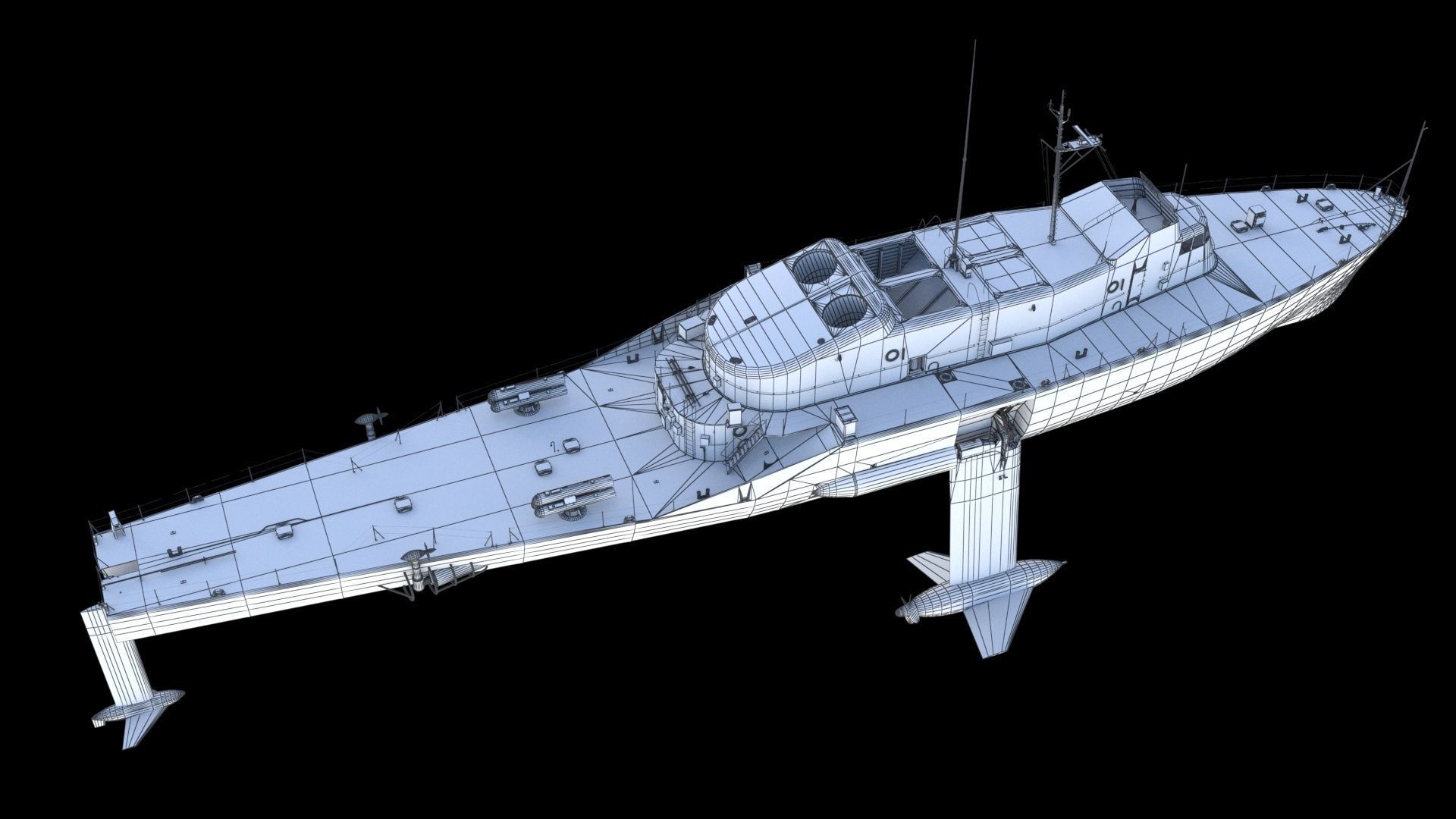 USS Plainview AGEH hydrofoil ship 3D model_20