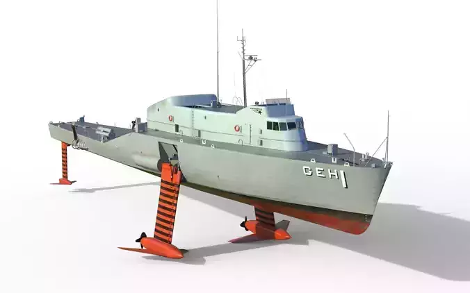USS Plainview AGEH hydrofoil ship 3D model