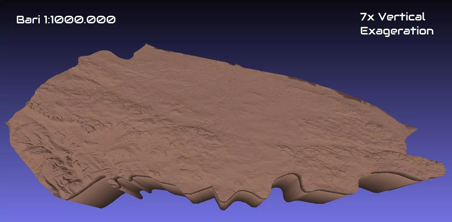 Italy 3D Map of Bari Provice 1 to 1000000 3D print model_0