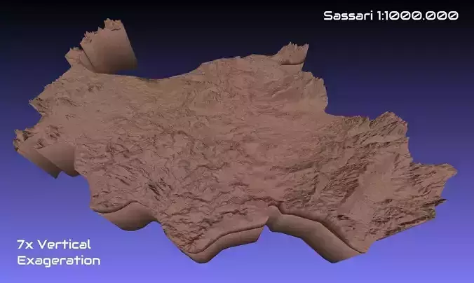 Italy 3D Map of Sassari Provice 1 to 1000000 3D print model