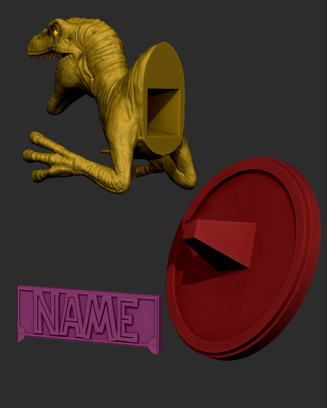 Velociraptor bust 3D print model_3