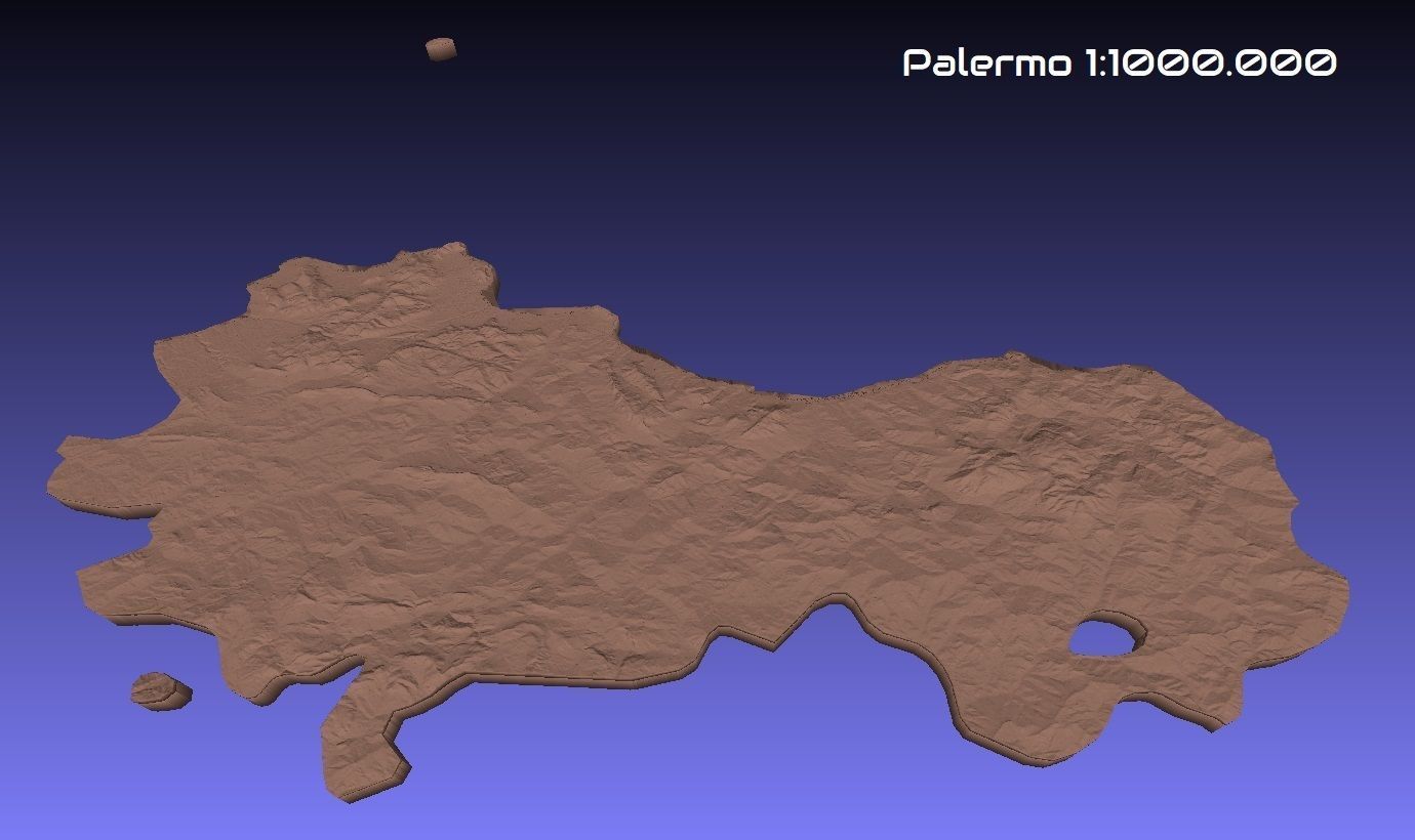 Italy 3D Map of Palermo Provice 1 to 1000000 3D print model_1