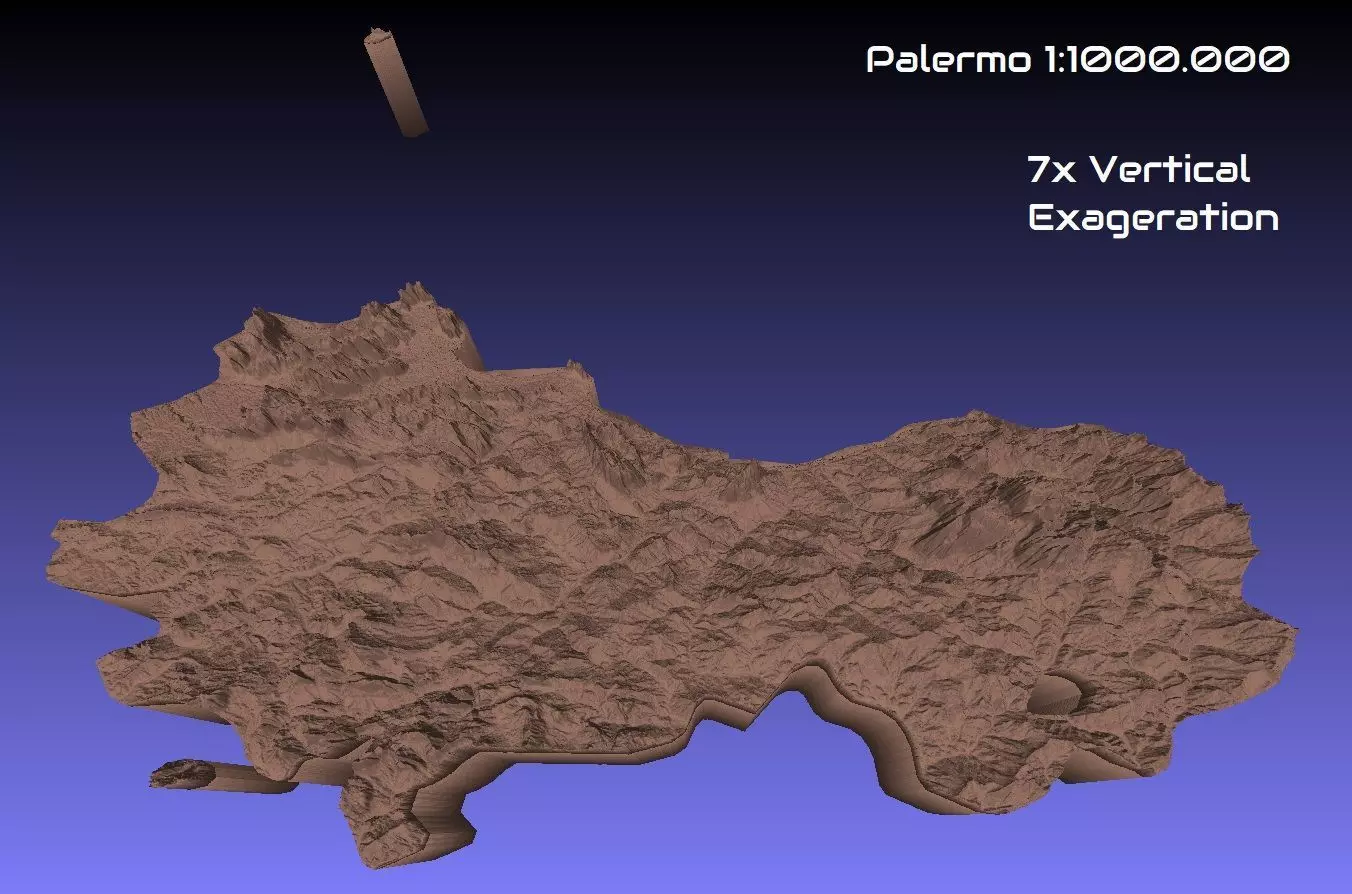 Italy 3D Map of Palermo Provice 1 to 1000000 3D print model_0