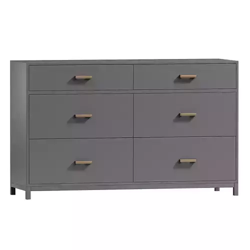 Parke Charcoal Wood 6 Drawer Kids Dresser 3D model