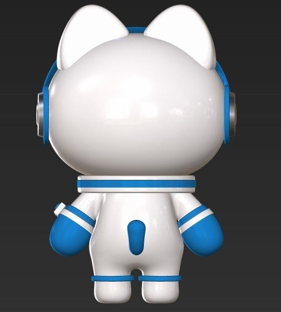 Cat cosmonaut 3D print model_3
