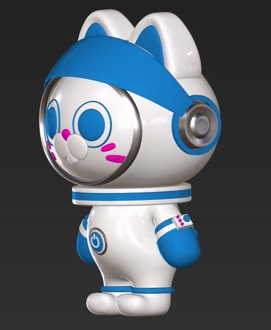 Cat cosmonaut 3D print model_1