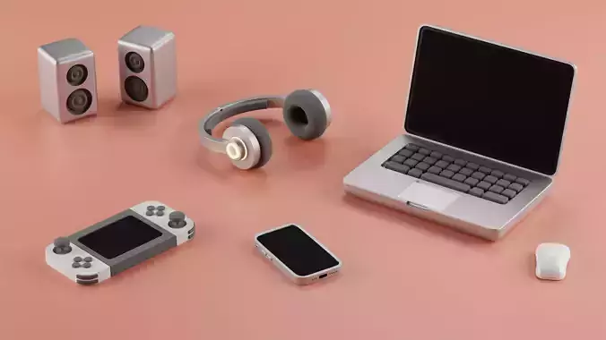 Technology devices set 3D model