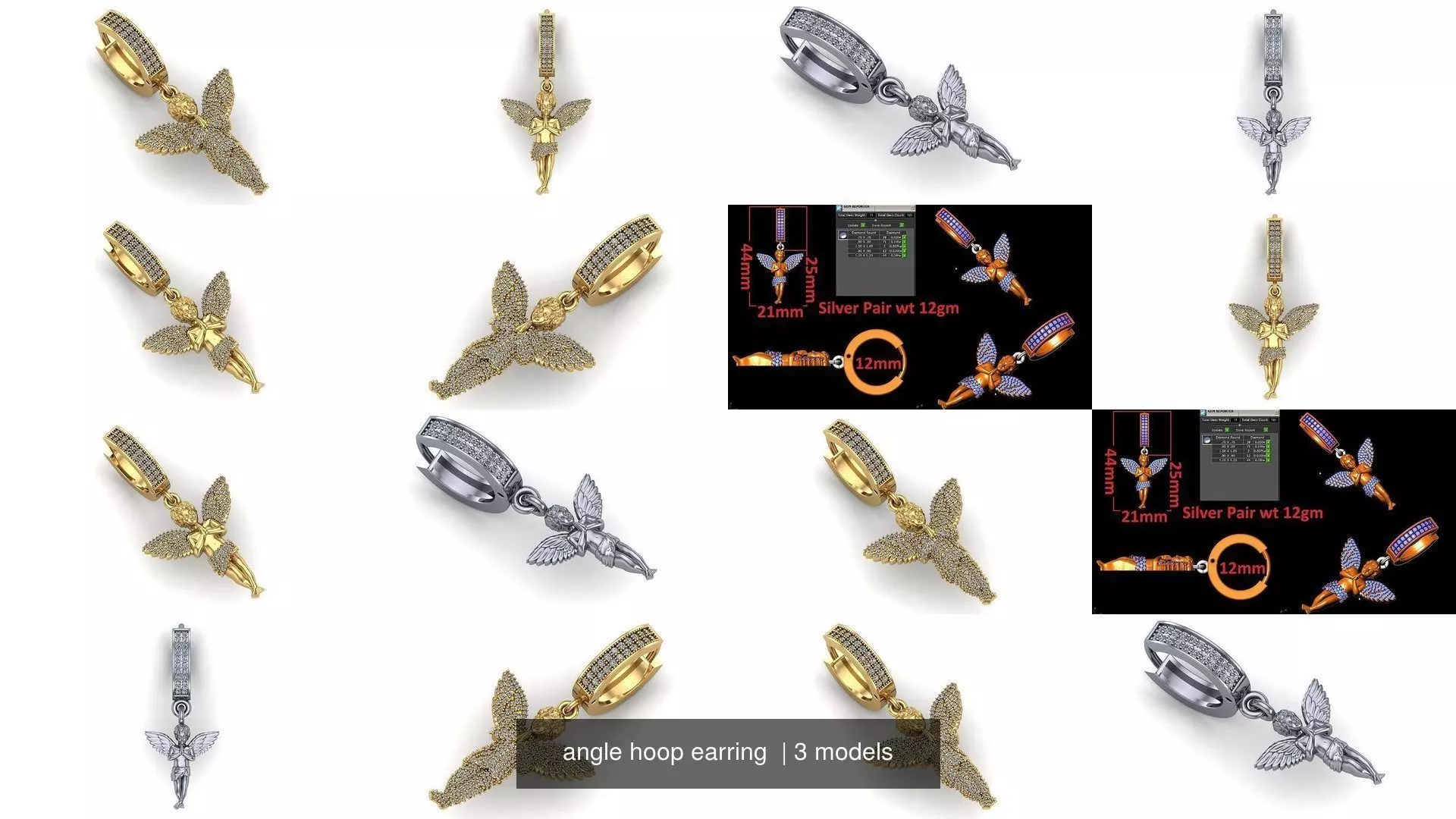 angle hoop earring  3D Model Collection_1