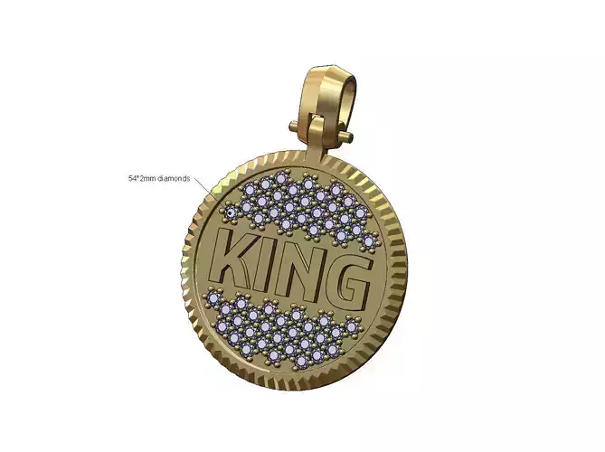 King diamond iced fluted bezel 25mm pendant with bail