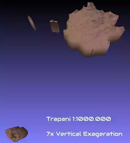 Italy 3D Map of Trapani Provice 1 to 1000000 3D print model