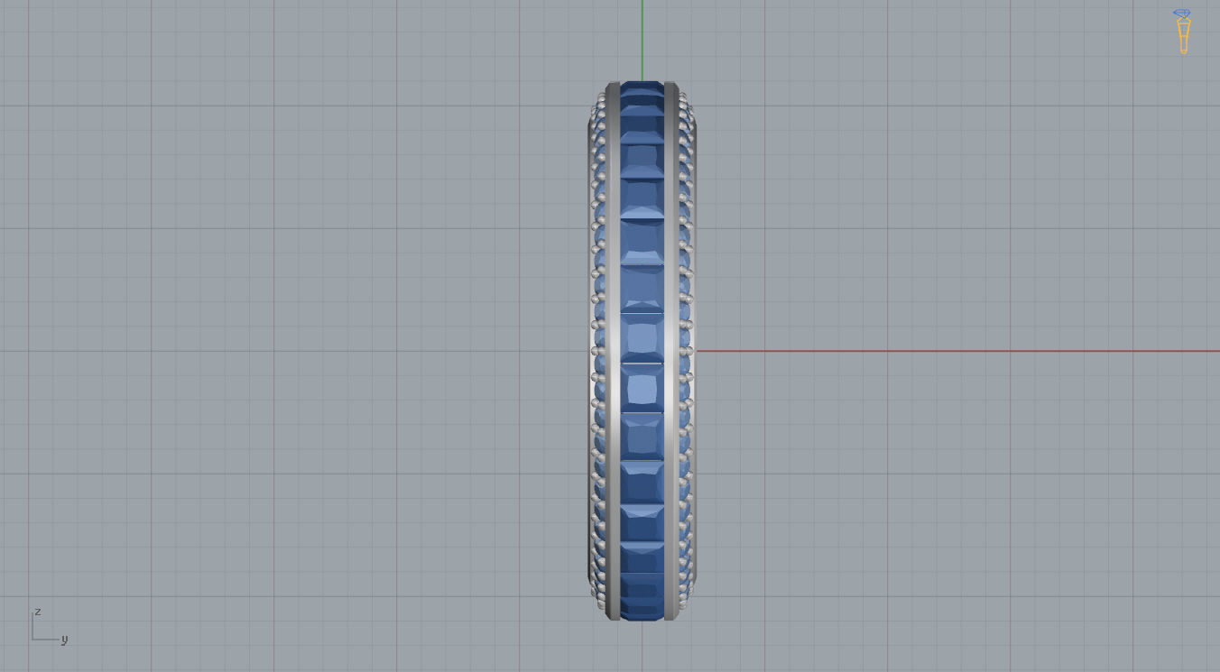 Ring with Princess Diamonds 3D print model_12