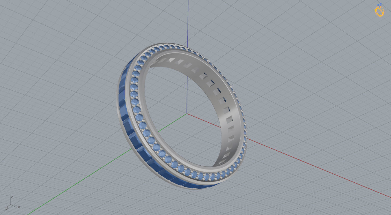 Ring with Princess Diamonds 3D print model_13