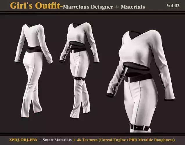 Girls Outfit 02-zprj-fbx-obj-materials 3D model
