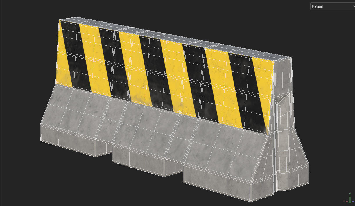 Concrete Traffic Barrier Low-poly 3D model_10