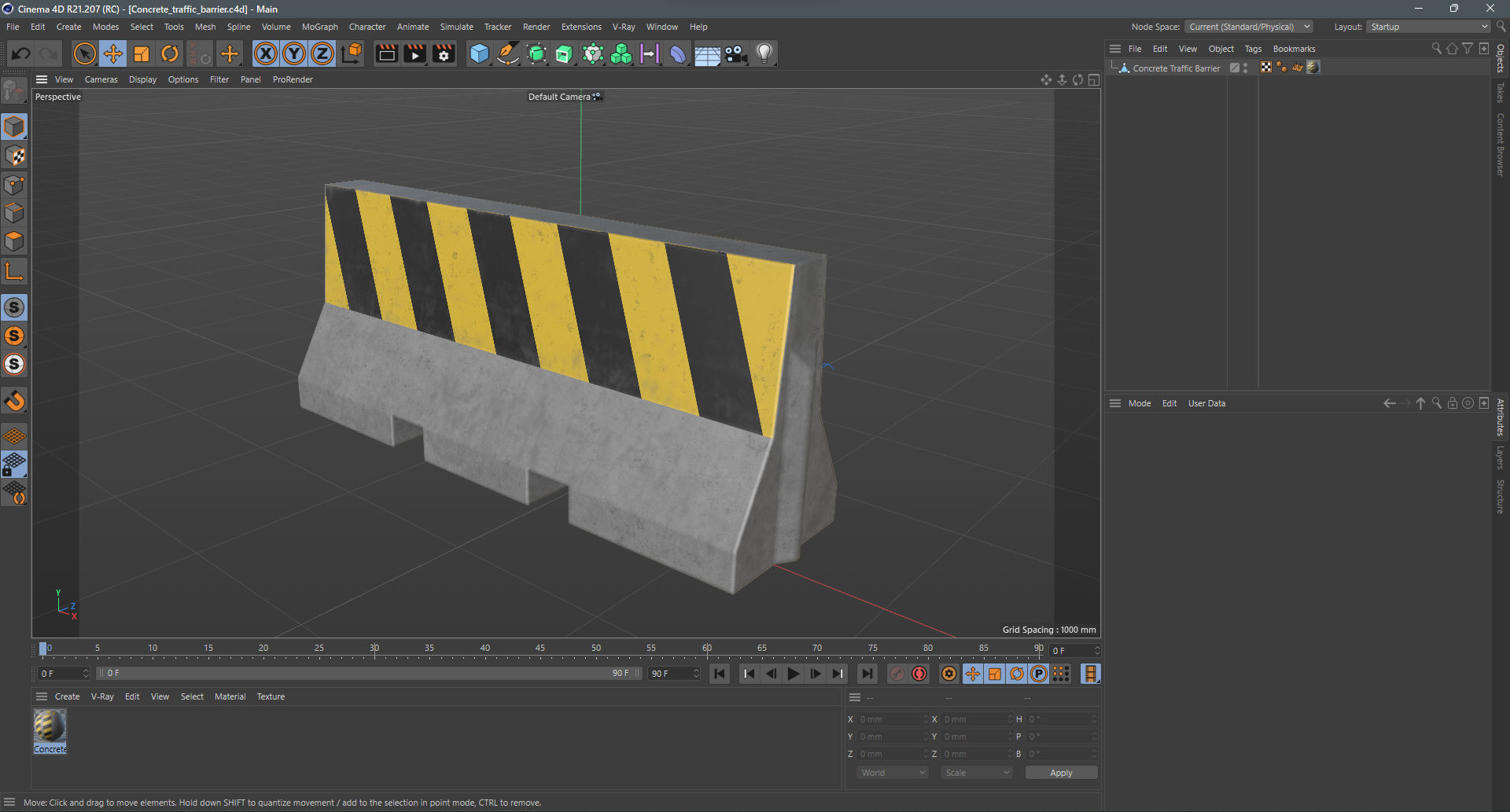 Concrete Traffic Barrier Low-poly 3D model_8