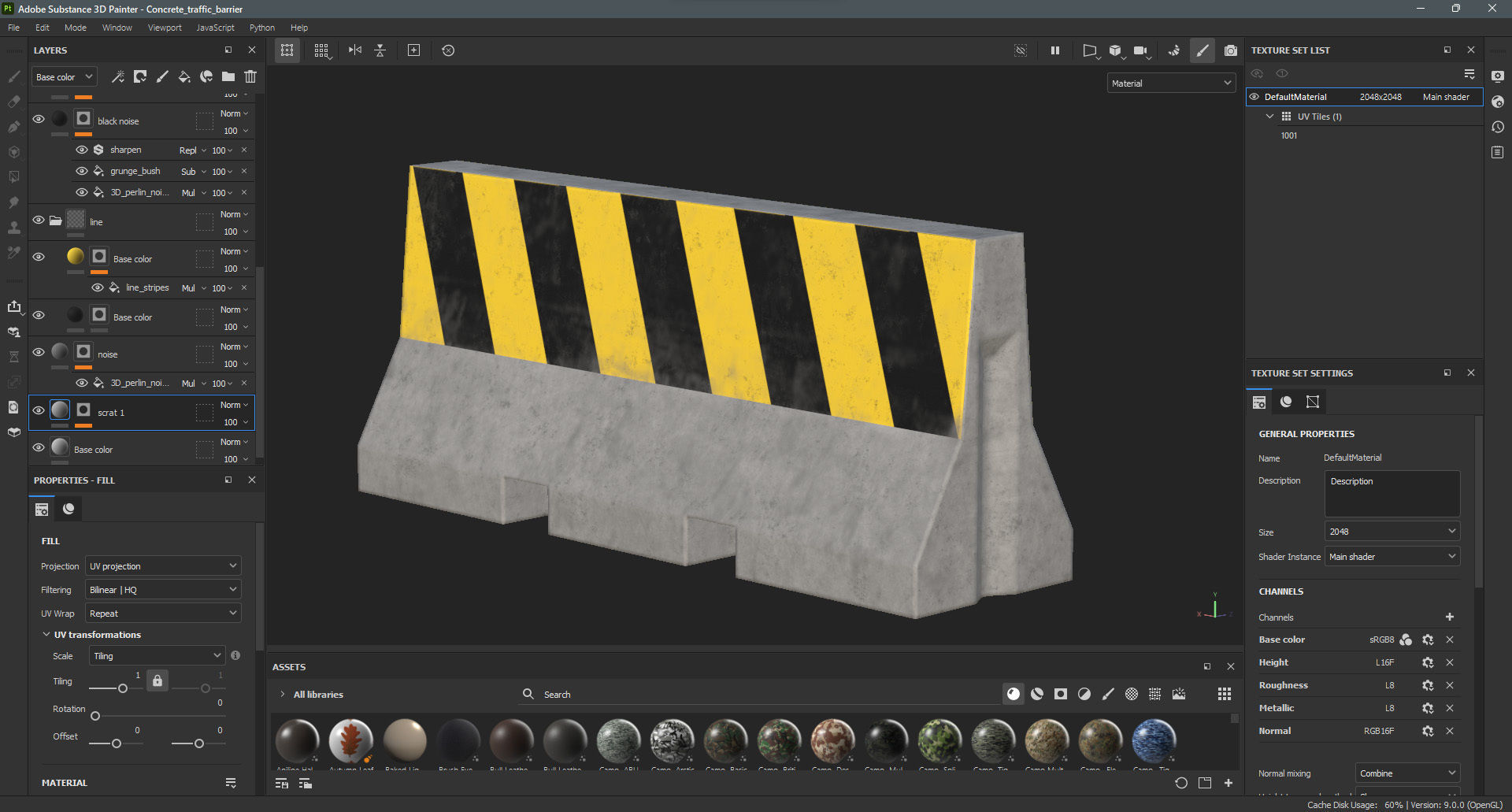 Concrete Traffic Barrier Low-poly 3D model_13
