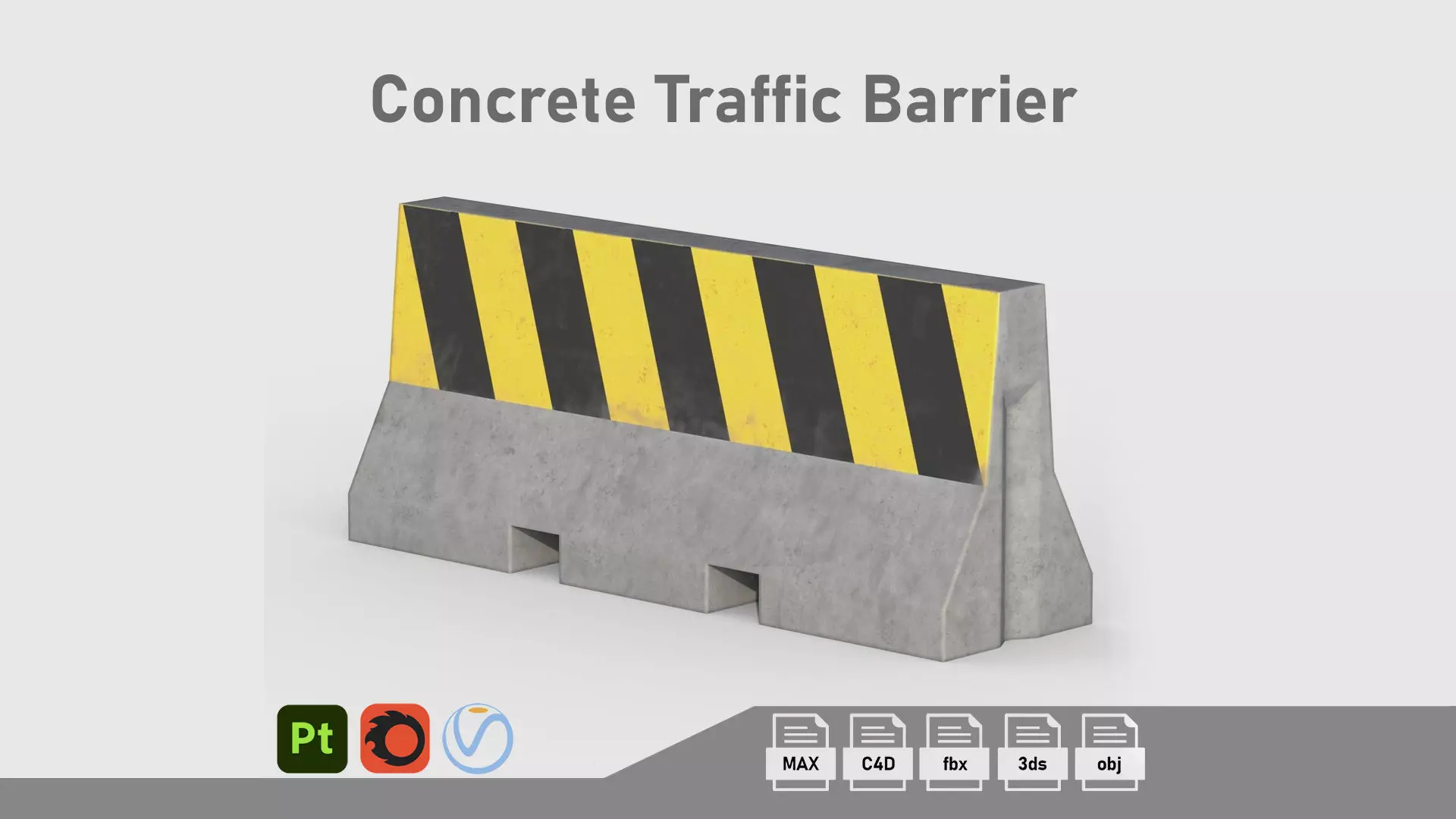 Concrete Traffic Barrier Low-poly 3D model_0