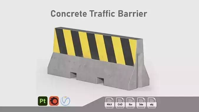 Concrete Traffic Barrier Low-poly 3D model