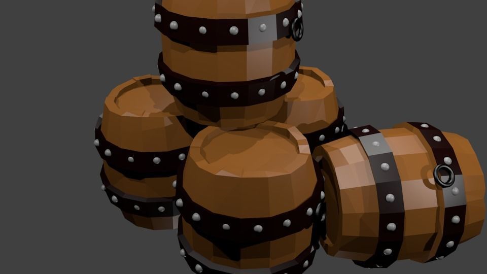 Low Poly Barrel Low-poly 3D model_1