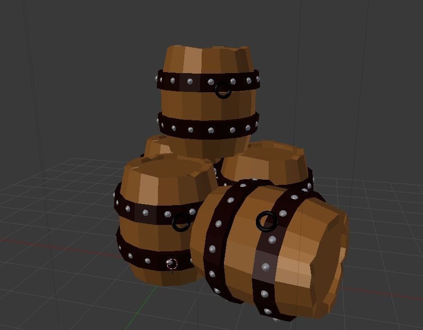 Low Poly Barrel Low-poly 3D model_4