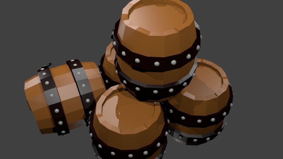 Low Poly Barrel Low-poly 3D model_3