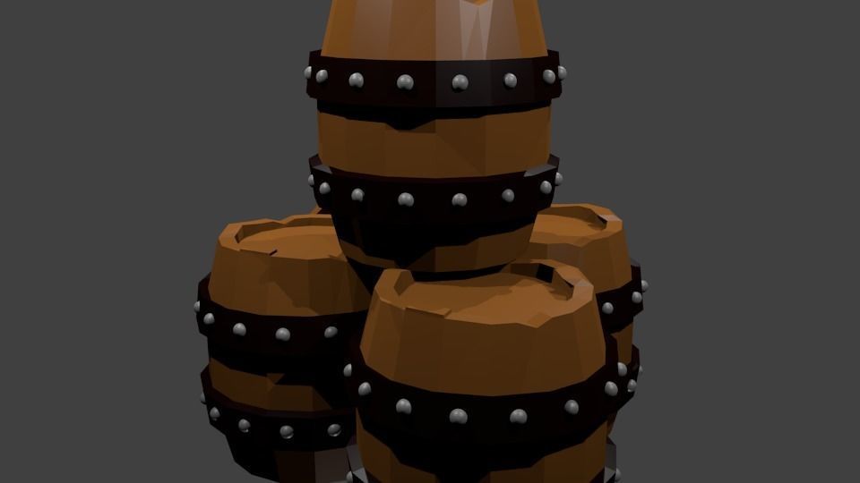 Low Poly Barrel Low-poly 3D model_2