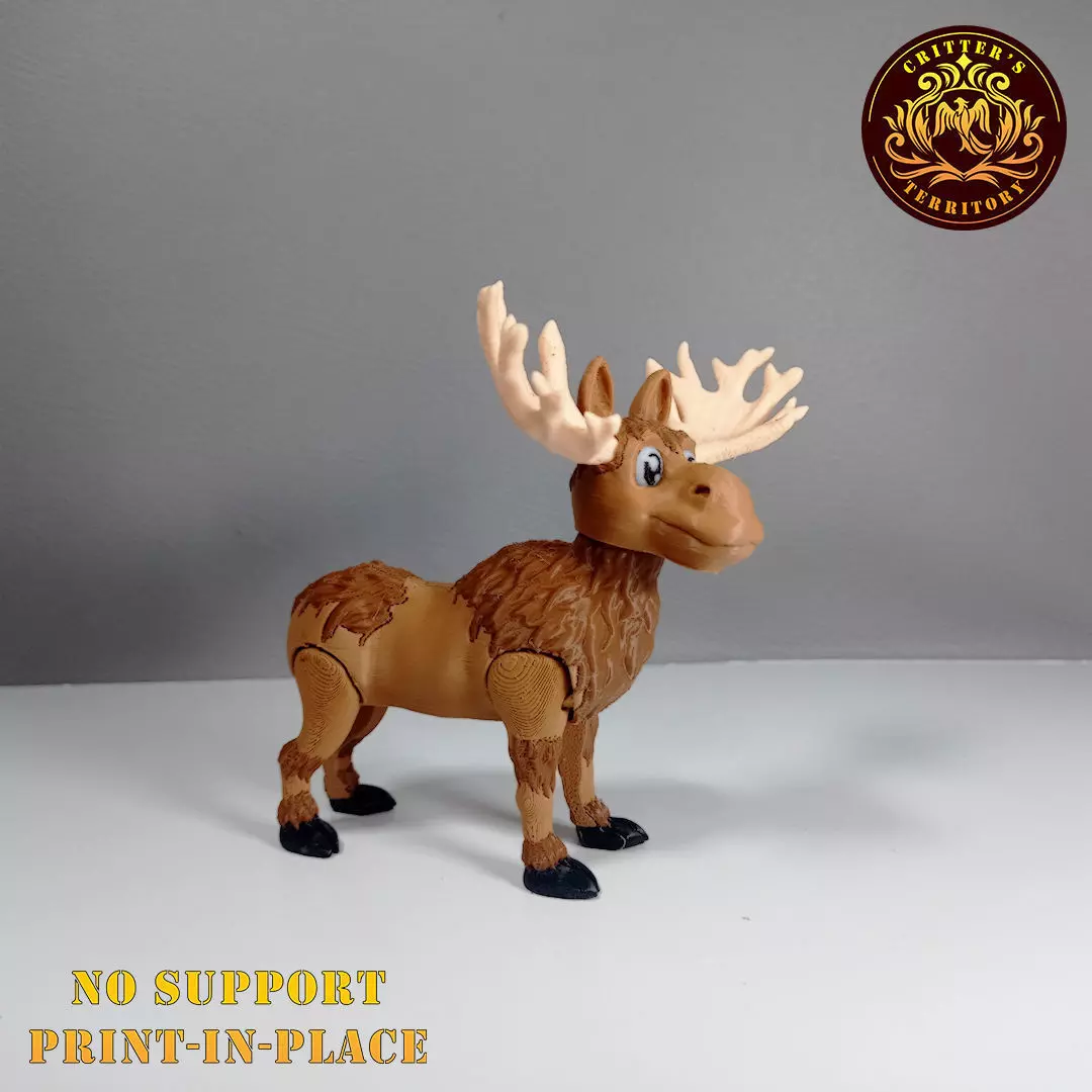 Flexi Moose - Print In Place - No Support Free 3D print model