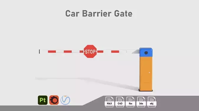 Car Barrier Gate Low-poly 3D model