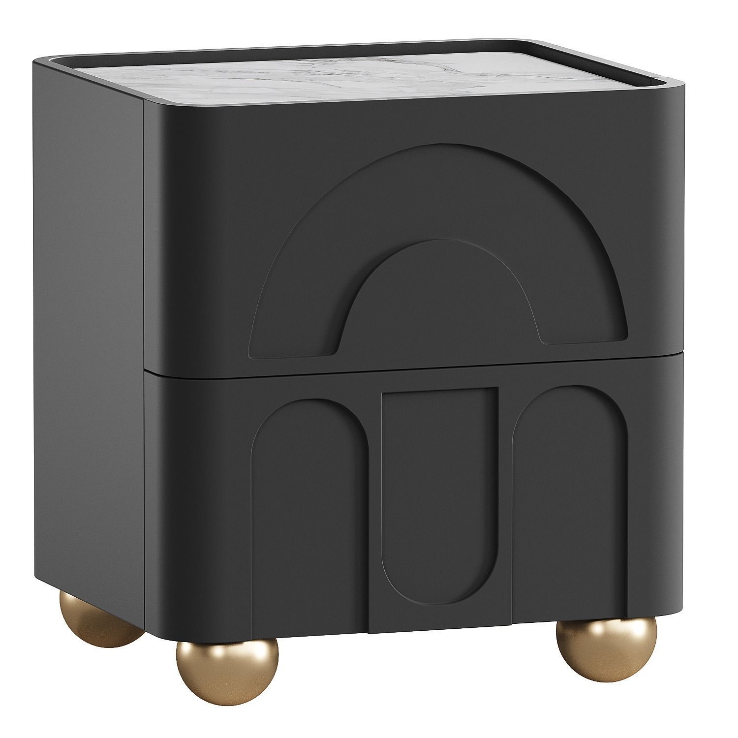 Light Luxury Bedside Table 3D model_1