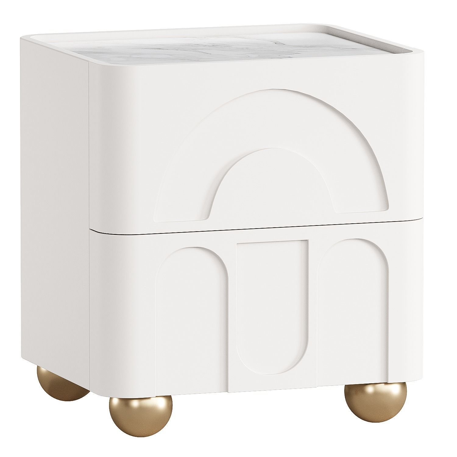 Light Luxury Bedside Table 3D model_2