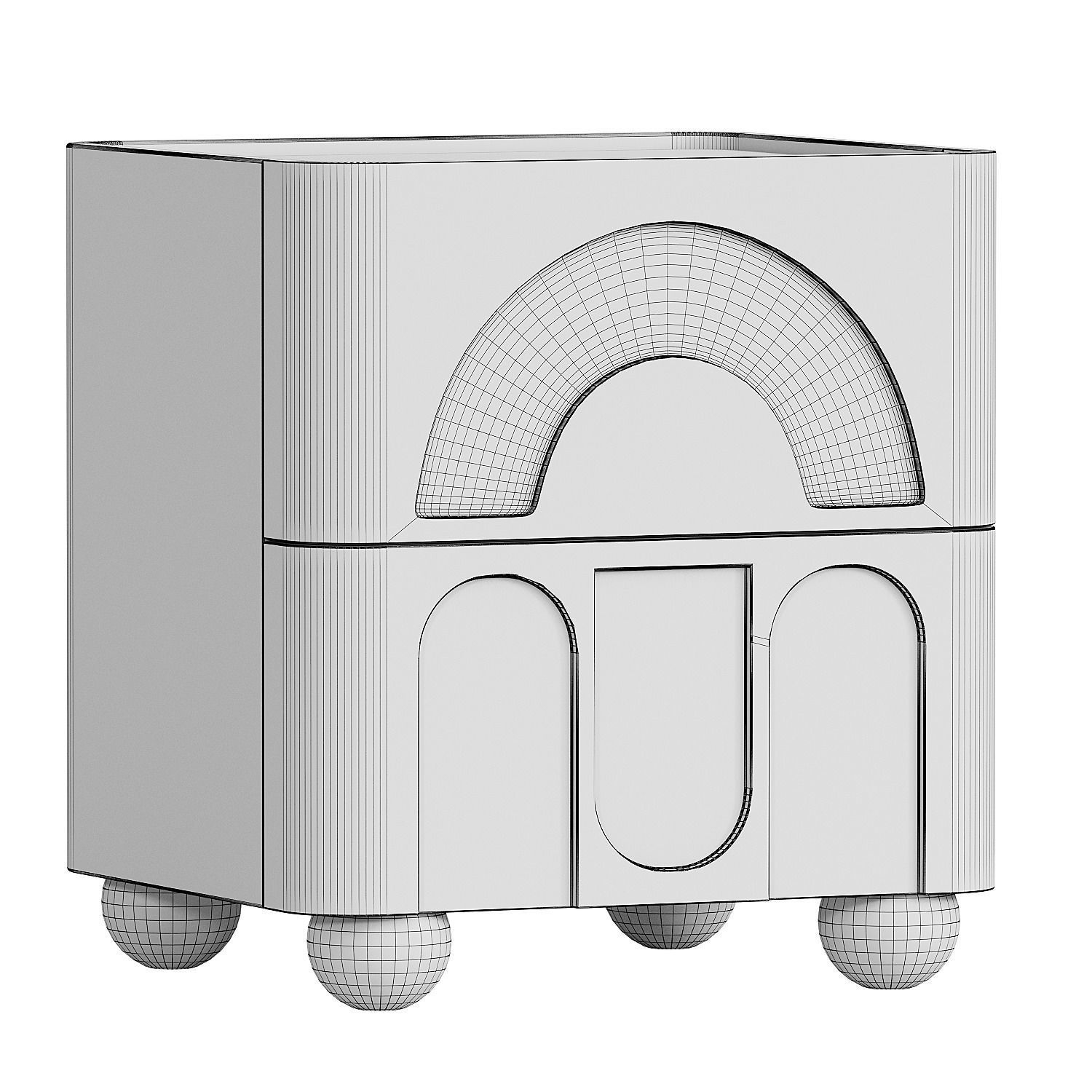 Light Luxury Bedside Table 3D model_3