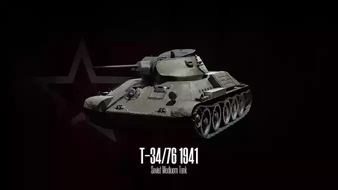 T-34-76 - Soviet Medium Tank - Model 1941 Low-poly 3D model