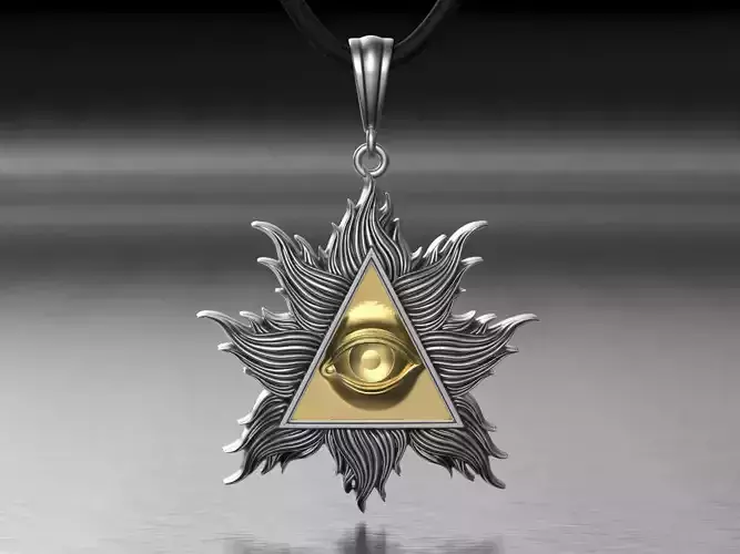 Jewelry Gold Pendant with Eye Masonic Symbol 0322 Stl 3dm Fbx 3D print model