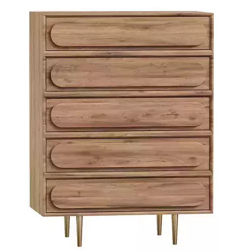 Olga 5 drawer chest of drawers in acacia wood Tikamoon
