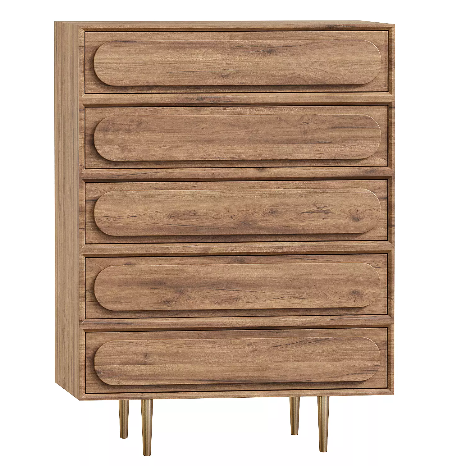 Olga 5 drawer chest of drawers in acacia wood Tikamoon 3D model_0