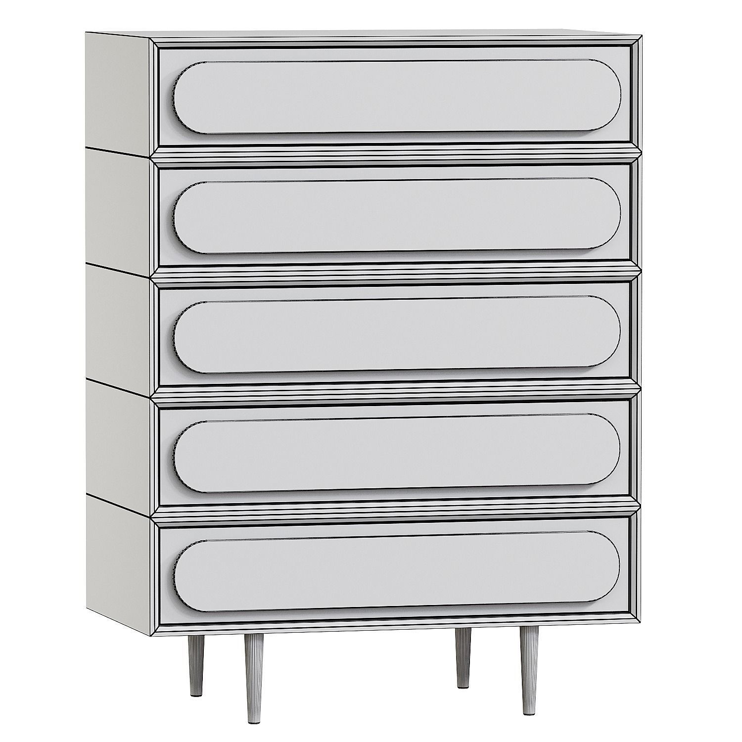 Olga 5 drawer chest of drawers in acacia wood Tikamoon 3D model_2