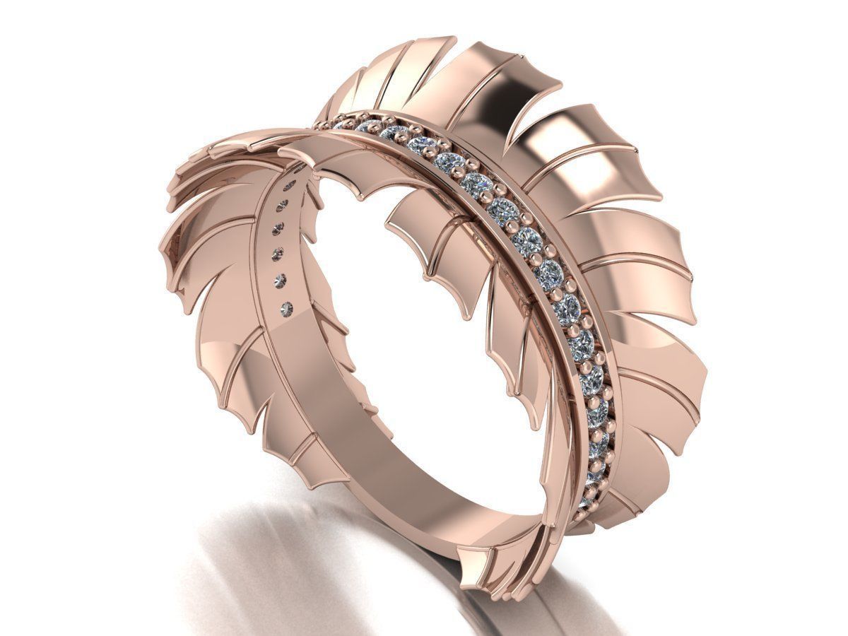 Feather Ring  3D print model_4