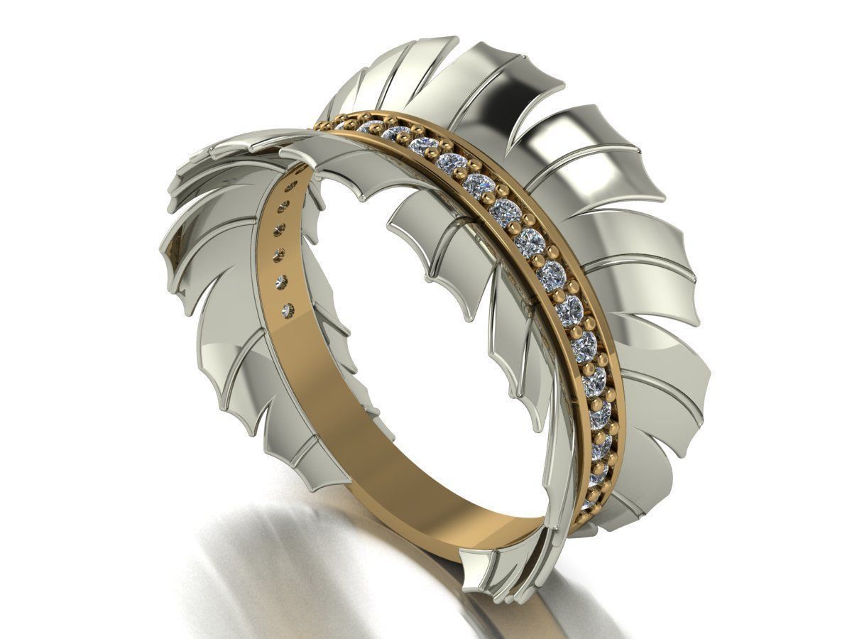 Feather Ring  3D print model_3