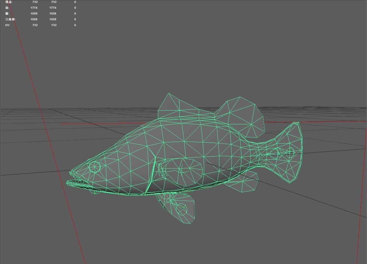 Bass fish Low-poly 3D model_2