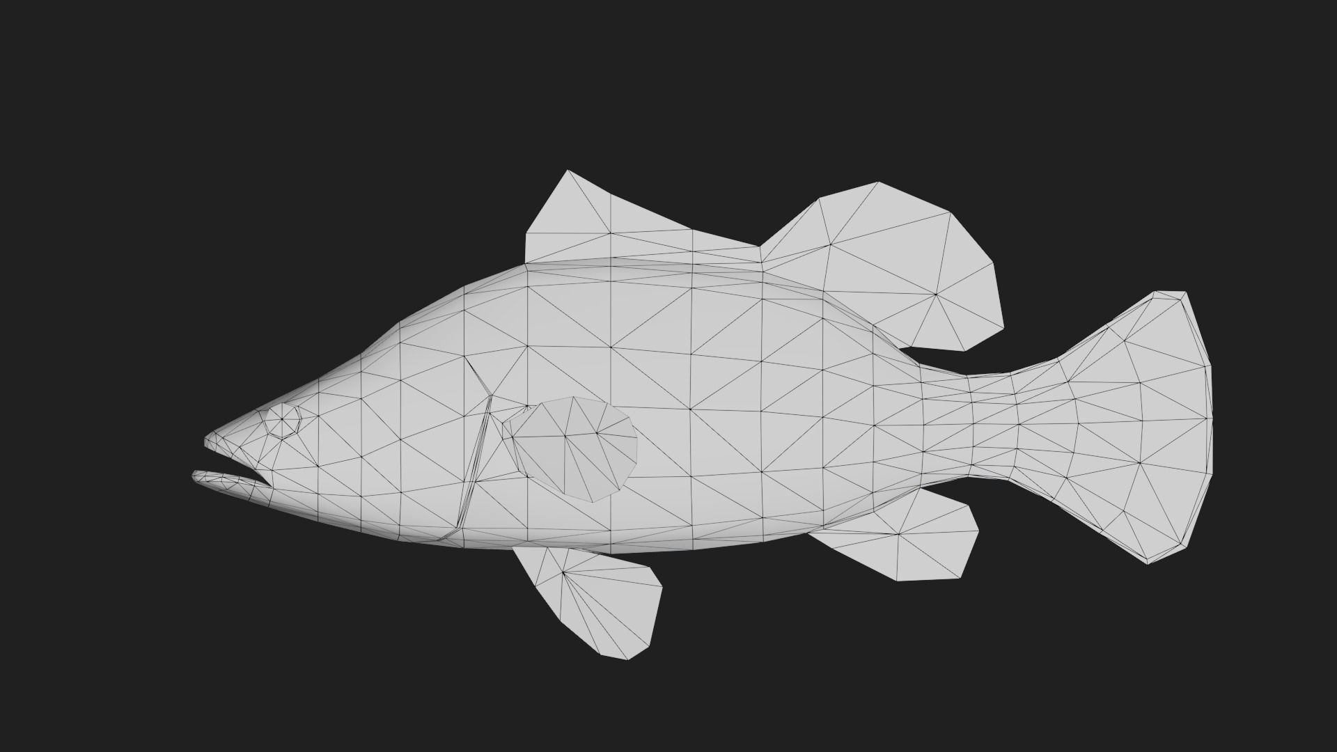 Bass fish Low-poly 3D model_1