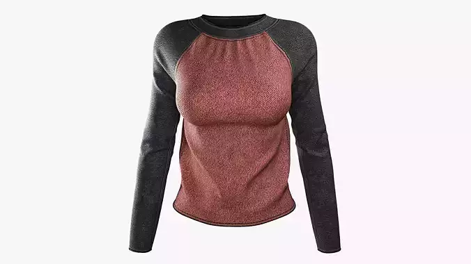 Women Raglan Shirt Low-poly 3D model