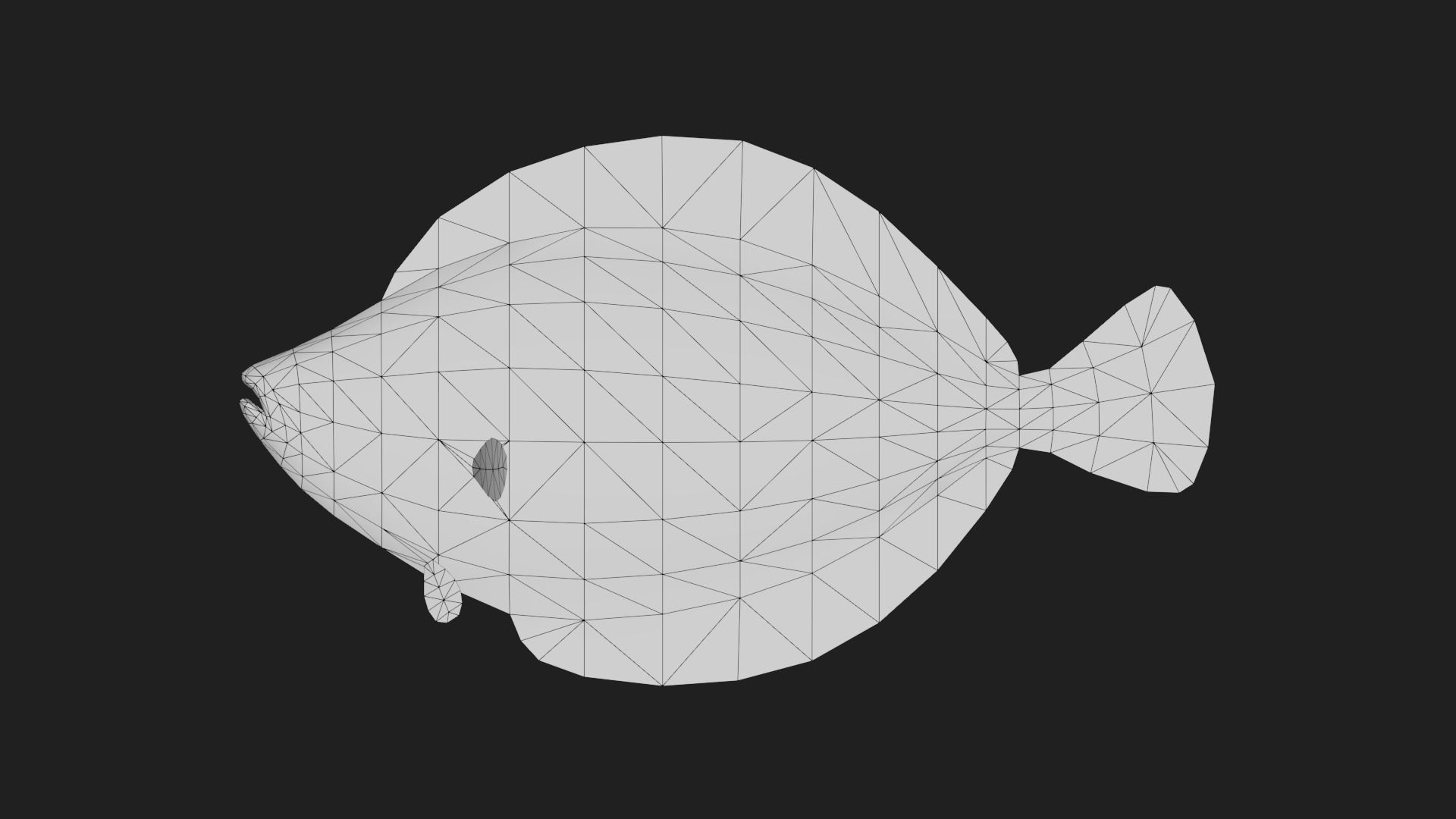 Flat fish Low-poly 3D model_1