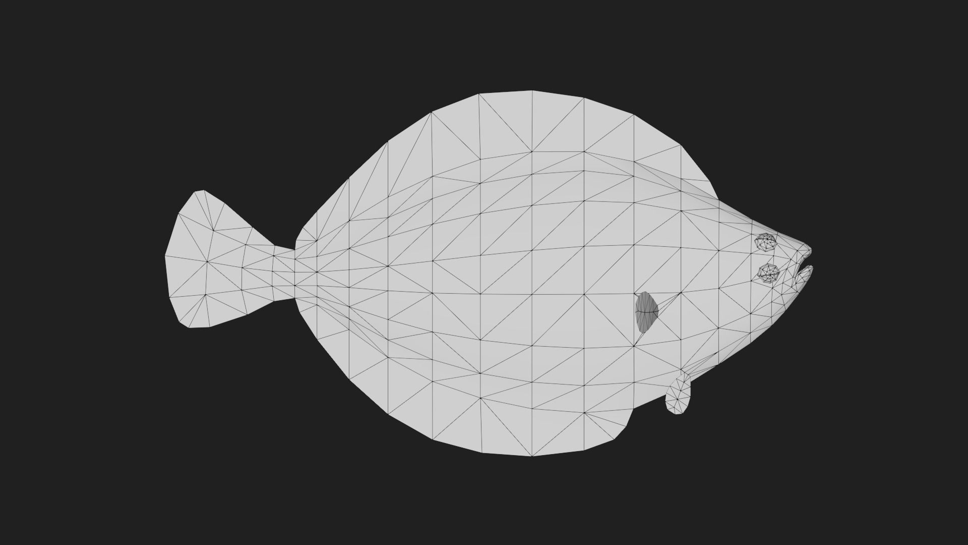 Flat fish Low-poly 3D model_3