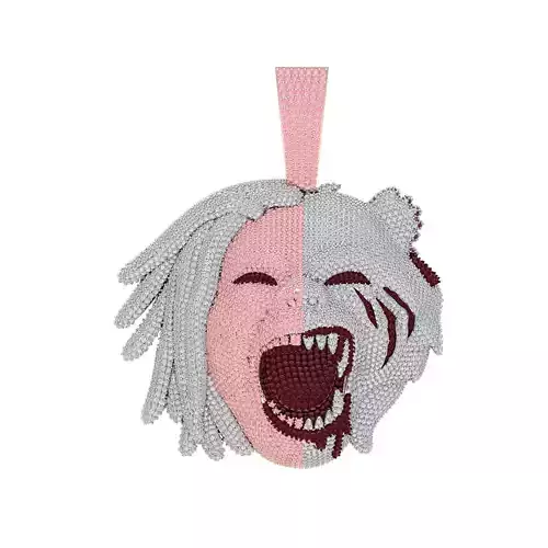 harming Half Man and Half Beast Round Cut Diamond Pendant Hiphop 3D print model