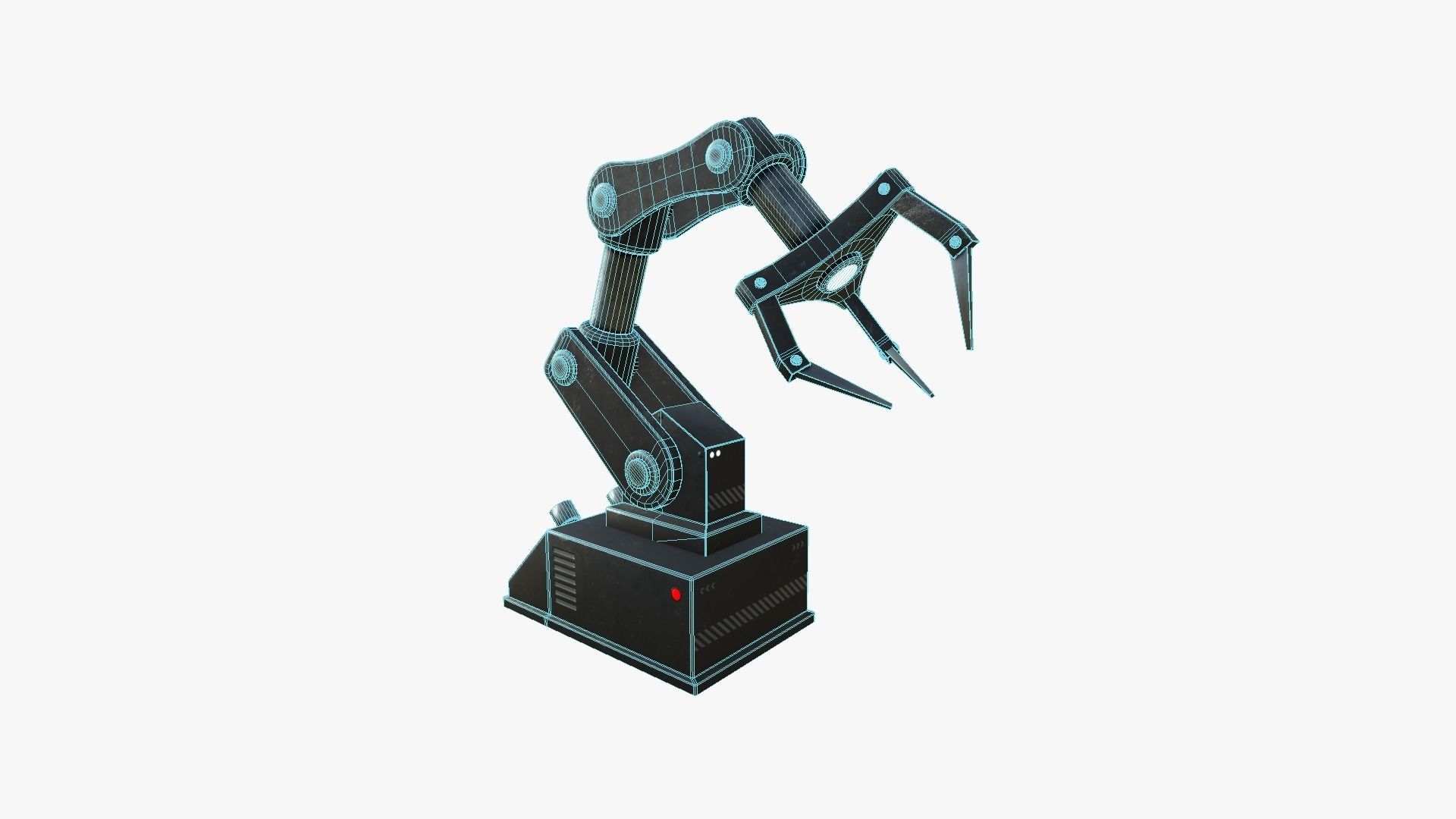 Robotic Hand A06 Black Metal - Machinery Industrial Design Low-poly 3D model_6