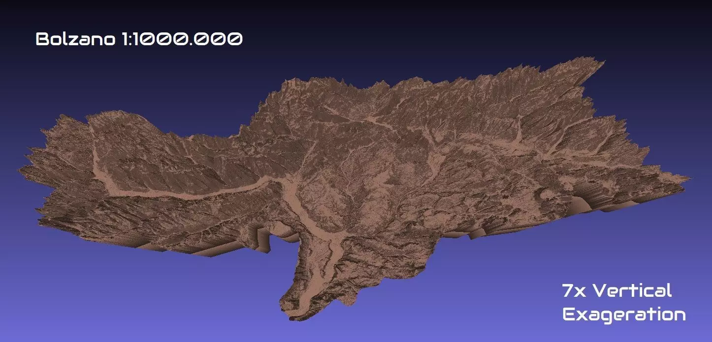 Italy 3D Map of Bolzano Provice 1 to 1000000 3D print model_0